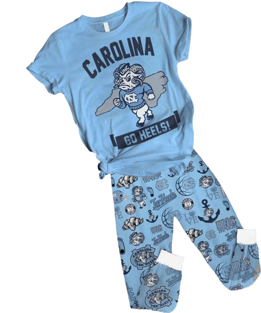 North Carolina Tar Heels NCAA “Go Heels” Fleece Pajamas Set - 503HL- PJ050