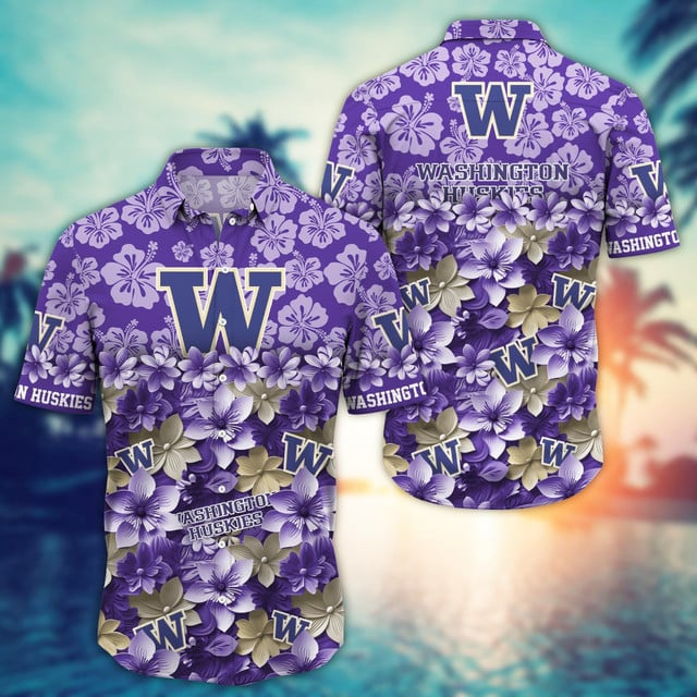 Washington Huskies Hawaiian Shirt Trending Summer. Gift For Fan FBS 502MC-HS035