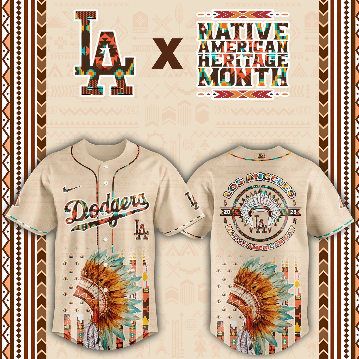 Los Angeles Dodgers Native American Heritage Month Baseball Jersey - Saint Savoir