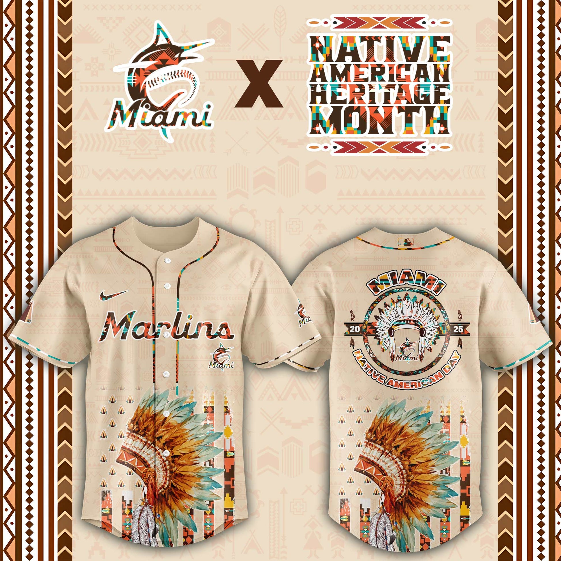Miami Marlins Native American Heritage Month Baseball Jersey - Saint Savoir