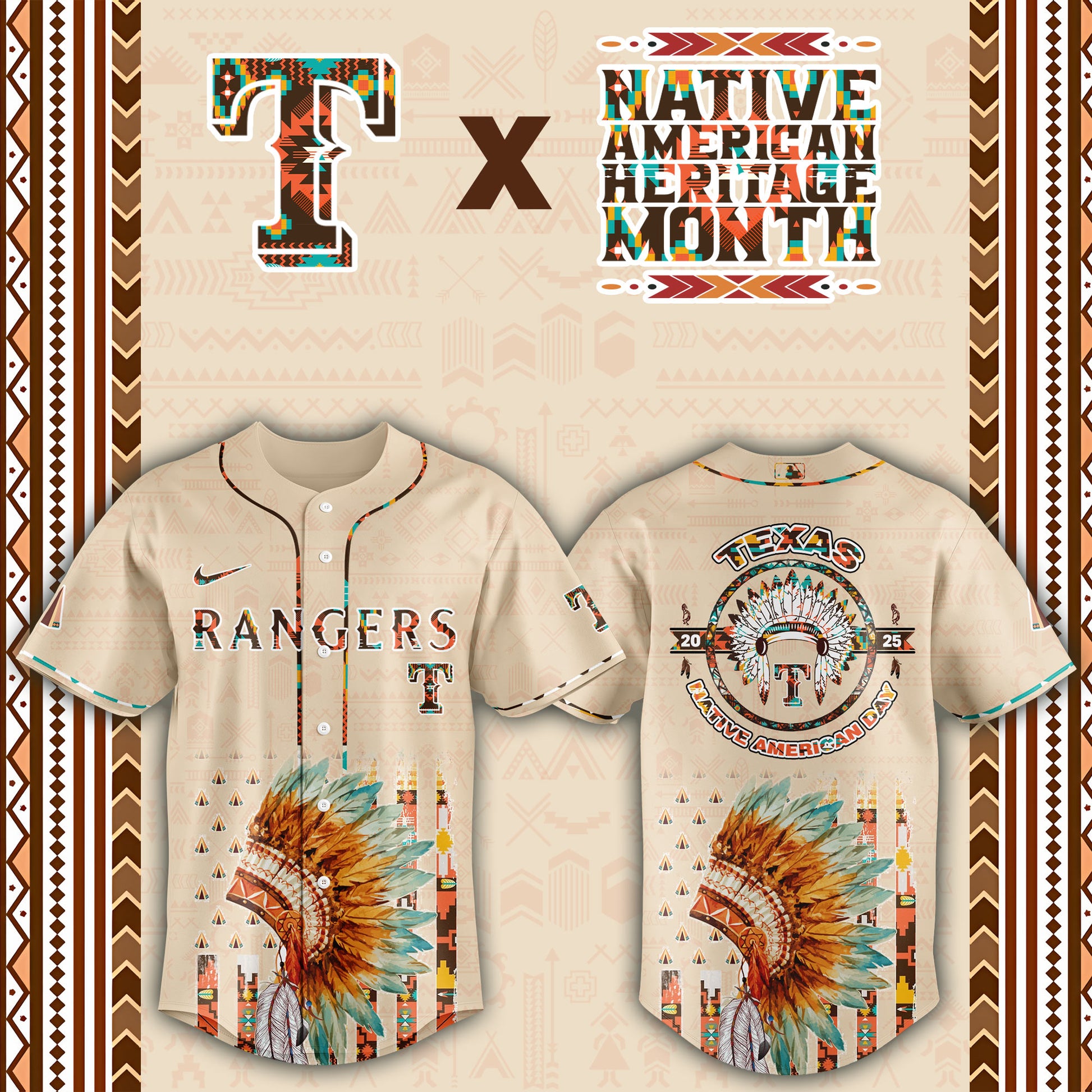 Texas Rangers Native American Heritage Month Baseball Jersey - Saint Savoir