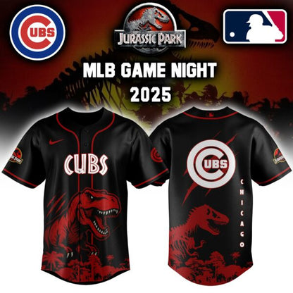 Chicago Cubs x  Jurassic Park  Game Night T-Rex Jersey 2025 Editons Limited