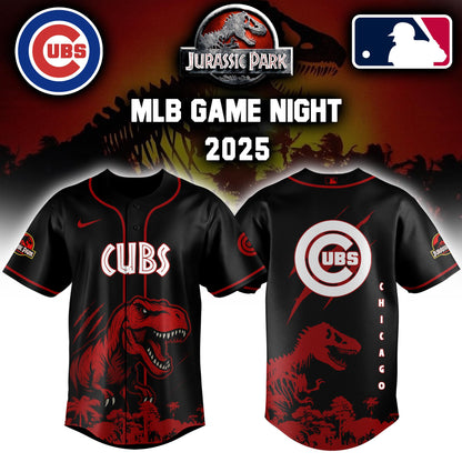 Chicago Cubs x  Jurassic Park  Game Night T-Rex Jersey 2025 Editons Limited