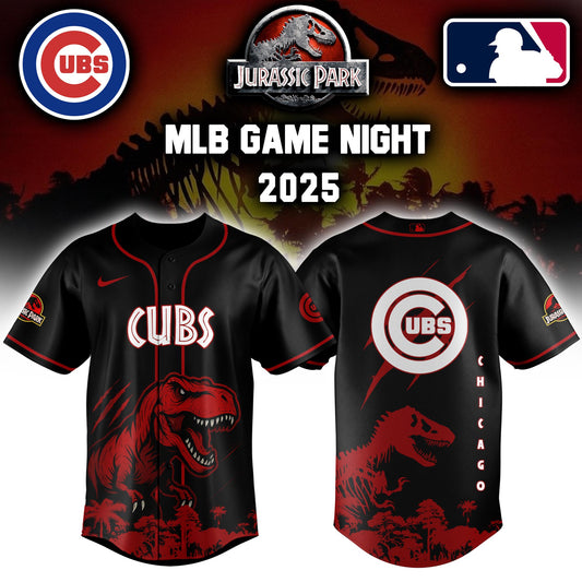 Chicago Cubs x  Jurassic Park  Game Night T-Rex Jersey 2025 Editons Limited
