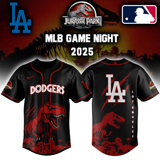 Los Angeles Dodgers x  Jurassic Park  Game Night T-Rex Jersey 2025 Editons Limited
