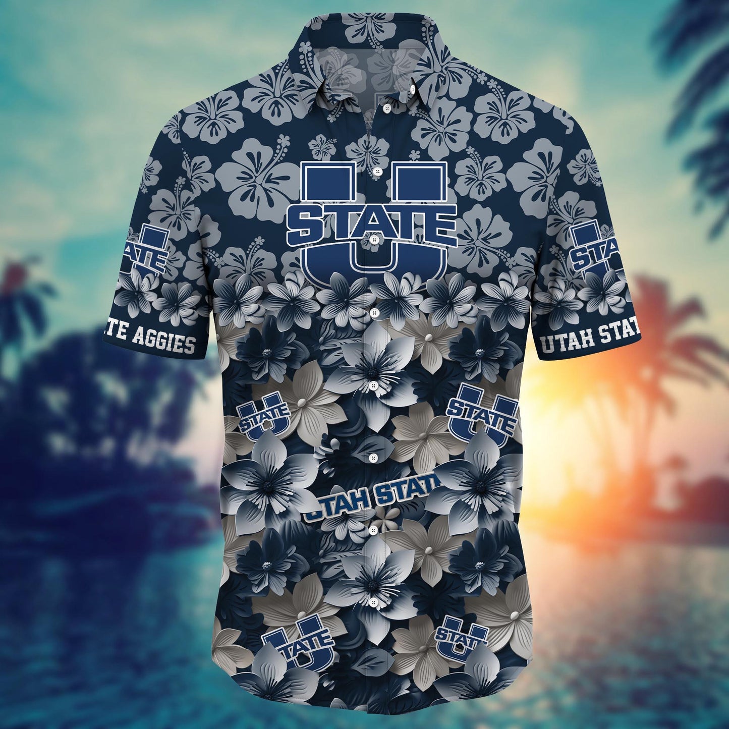 Utah State Aggies Hawaiian Shirt Trending Summer. Gift For Fan FBS 502MC-HS035