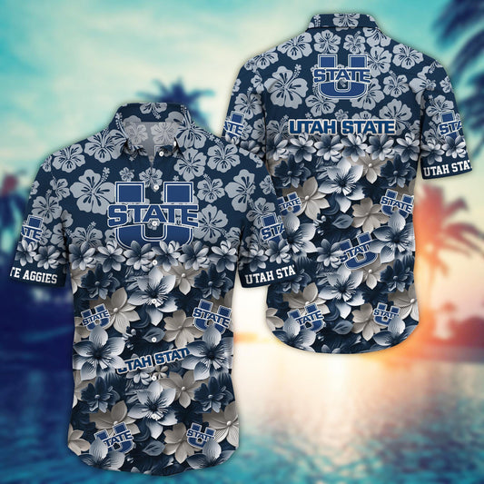 Utah State Aggies Hawaiian Shirt Trending Summer. Gift For Fan FBS 502MC-HS035