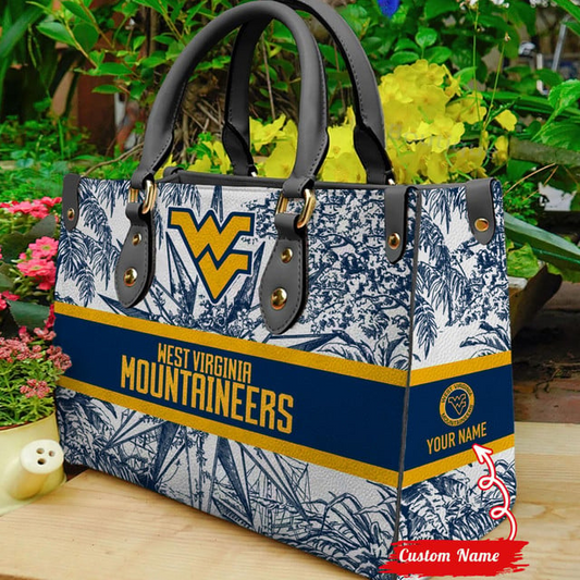 Customized West Virginia Mountaineers NCAA Leather Hand Bag - 503HL- HB010