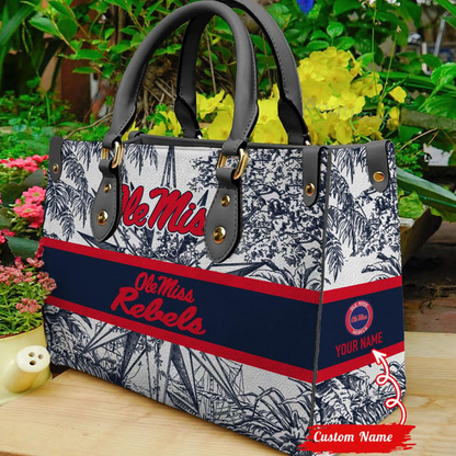 Customized Ole Miss Rebels NCAA Leather Hand Bag - 503HL- HB017