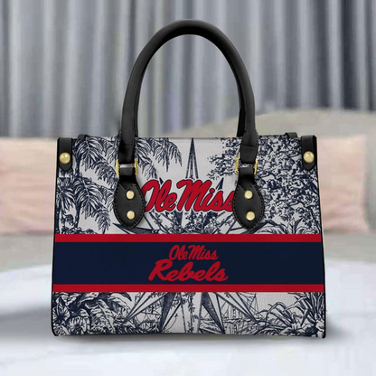 Customized Ole Miss Rebels NCAA Leather Hand Bag - 503HL- HB017
