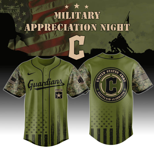 Cleveland Guardians MLB x Army Military Appreciation Night Jersey Editions Limited