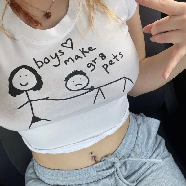 Boys Make Great Pets Y2K Crop Top Baby Tee