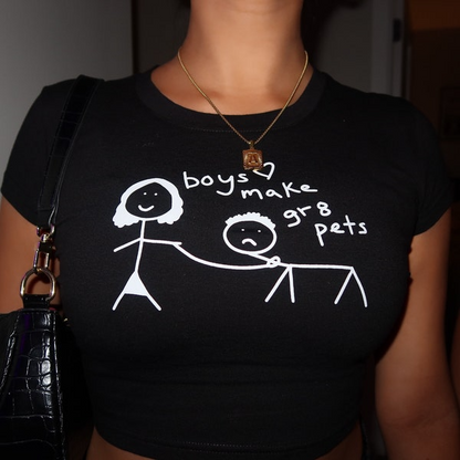 Boys Make Great Pets Y2K Crop Top Baby Tee