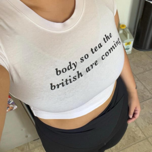 Body So Tea The British Are Coming Clothing, Coquette Top, Y2k Baby Tee
