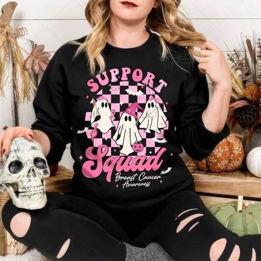 Halloween Ghost Shirt, Support Squad Breast Cancer Shirt, Pink Ribbon, Cancer Awareness