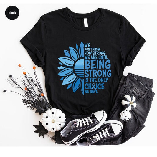 Colon Cancer Awareness Shirt, Cancer Ribbon Graphic Tees, Cancer Support Shirts