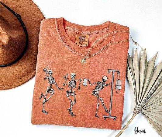 Halloween Skeleton Nurse Comfort Colors Shirt, Fall RN Registered Nurse T-Shirt