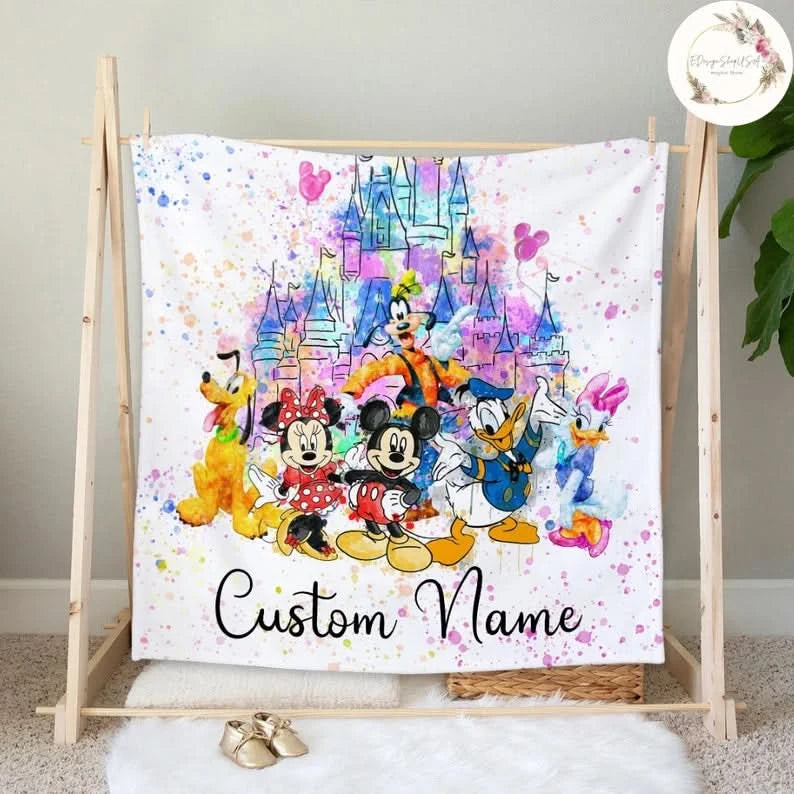 Custom Mickey and Friends Castle Disney Blanket Princess Blanket - 410QA-BL006