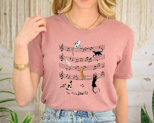Cat With Music Note Shirt, Music Teacher Shirt, Music Cat Lover