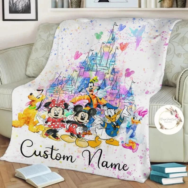 Custom Mickey and Friends Castle Disney Blanket Princess Blanket - 410QA-BL006