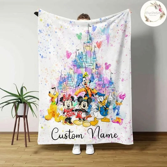 Custom Mickey and Friends Castle Disney Blanket Princess Blanket - 410QA-BL006