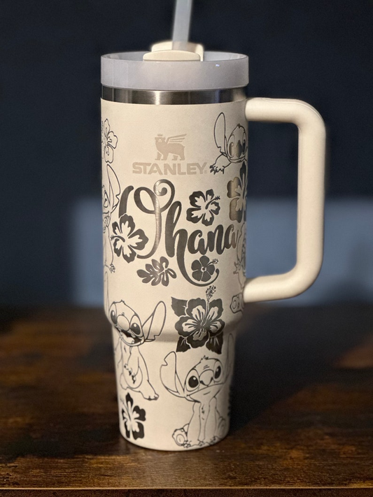 Stitch Ohana & Disney Full Wrap Laser Engraved 40 Oz Tumbler