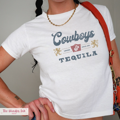 Cowboys and Tequila Baby Tee, Western Cowgirl Baby Tee, Yee Haw T-Shirt
