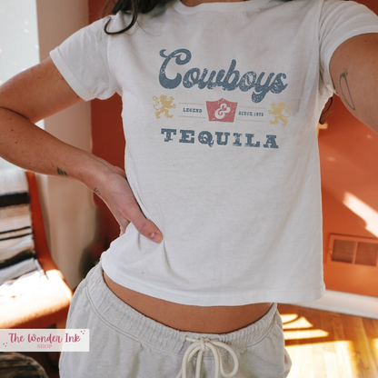 Cowboys and Tequila Baby Tee, Western Cowgirl Baby Tee, Yee Haw T-Shirt