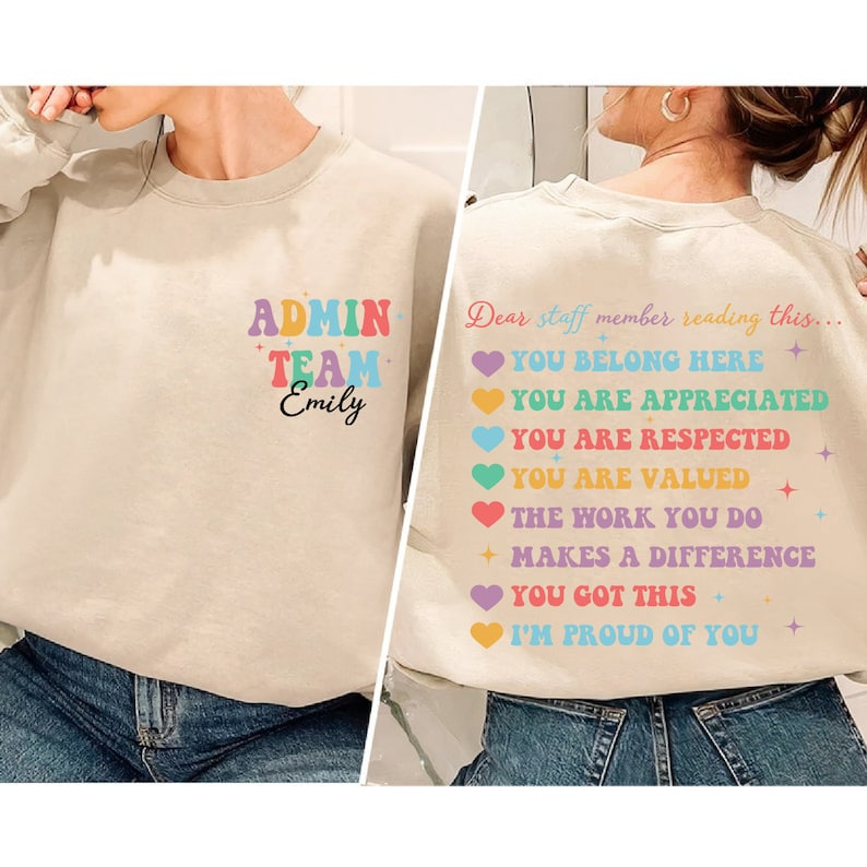 Back-to-School Shirt Custom Name Admin Team Shirts School Staff Gifts Grade Teacher Gifts Teacher