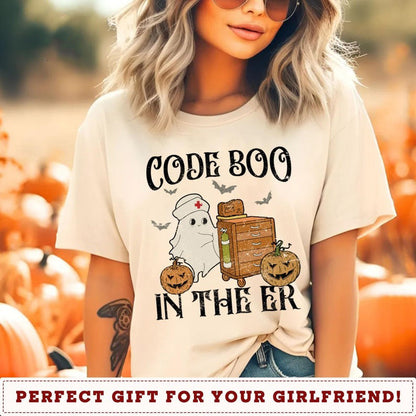 Code Boo In The ER Nurse Shirt, Code Boo Nurse Halloween Shirt, Emergency Tech Gift for Nursing Student