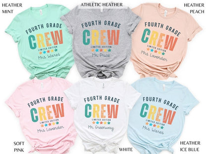 Custom Fourth Grade Crew Teacher Shirt, 4th grade Teacher Team