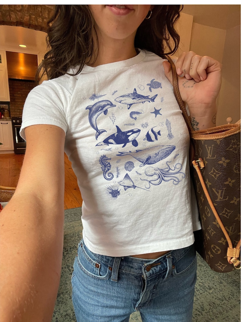 Vintage 90s Ocean Shirt, Retro Sealife Wonders with Whale, Orca, Turtle & Dolphin