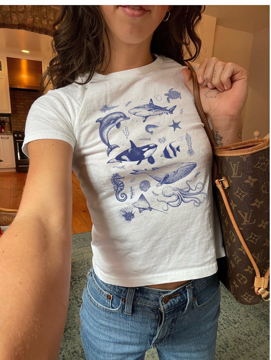 Vintage 90s Ocean Shirt, Retro Sealife Wonders with Whale, Orca, Turtle & Dolphin