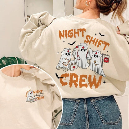 Personalized Halloween Night Shift Crew Shirt, Spooky Nurse Shirt, Halloween Rn Shirt