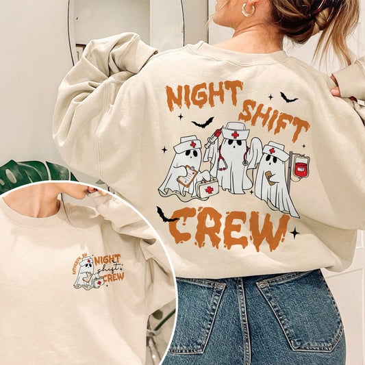 Personalized Halloween Night Shift Crew Shirt, Spooky Nurse Shirt, Halloween Rn Shirt