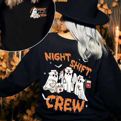 Personalized Halloween Night Shift Crew Shirt, Spooky Nurse Shirt, Halloween Rn Shirt