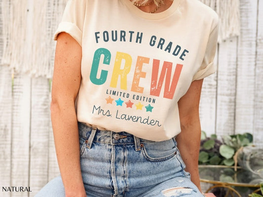Custom Fourth Grade Crew Teacher Shirt, 4th grade Teacher Team
