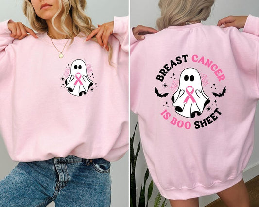 Breast Cancer Is Boo Sheet Shirt, Back On My Boo-Shit T Shirt, Ghost Ribbon Breast Cancer Awareness Shirt