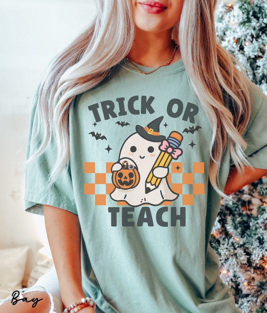 Comfort Colors® Teacher Halloween Shirt, Halloween Teacher Shirt, Trick or Teach Shirt