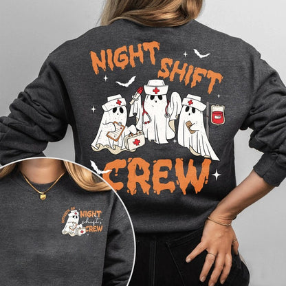 Personalized Halloween Night Shift Crew Shirt, Spooky Nurse Shirt, Halloween Rn Shirt