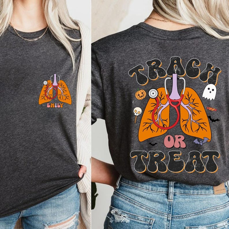 Custom Name Respiratory Therapist Halloween Shirt, Trach Or Treat