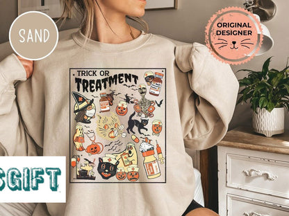 Fall Nursing Tshirt Hospital Ghost Boo Black Cat Tee