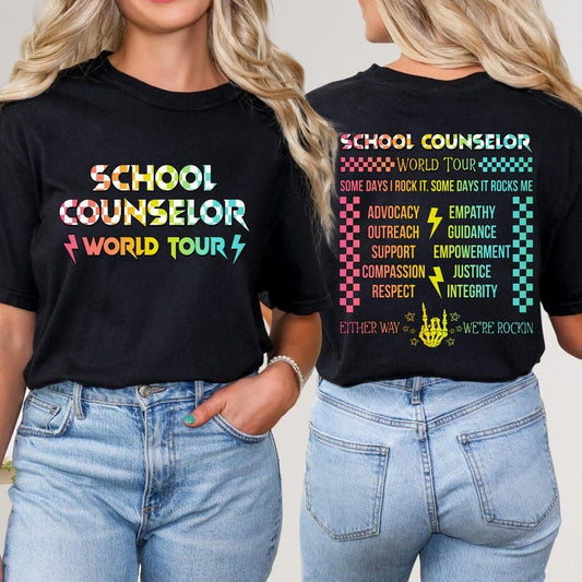 School Counselor World Tour Shirt, School Behavior Therapist T-Shirt
