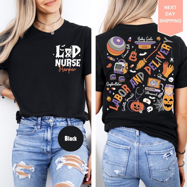 Custom L&D Nurse Halloween Shirt Halloween Labor And Delivery Nurse Shir