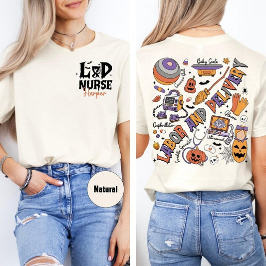 Custom L&D Nurse Halloween Shirt Halloween Labor And Delivery Nurse Shir