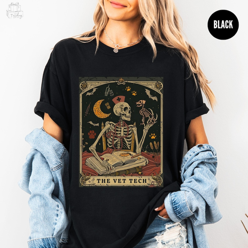 Veterinary Medicine Shirt, Skeleton Tarot Vet Tshirt Comfort Colors® Vet Staff Gift