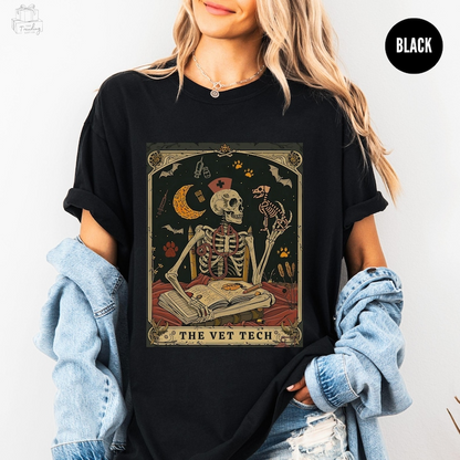 Veterinary Medicine Shirt, Skeleton Tarot Vet Tshirt Comfort Colors® Vet Staff Gift