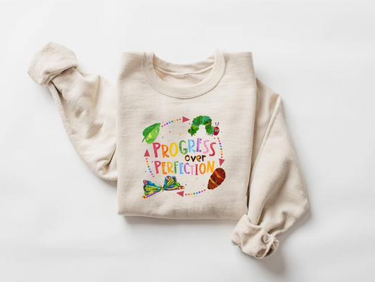 Progress Over Perfection Shirt, Inspirational Shirt, Butterflies Teacher Shirt