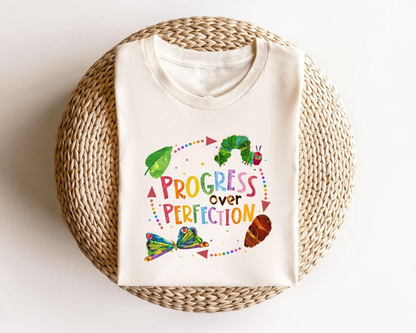 Progress Over Perfection Shirt, Inspirational Shirt, Butterflies Teacher Shirt
