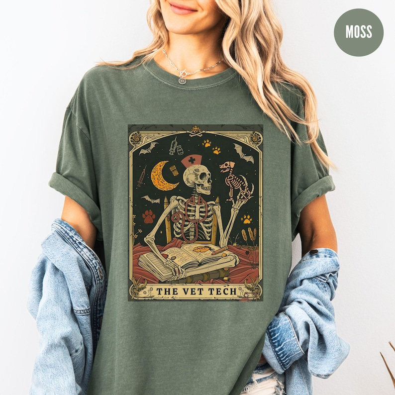 Veterinary Medicine Shirt, Skeleton Tarot Vet Tshirt Comfort Colors® Vet Staff Gift